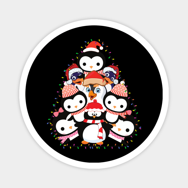 Penguins Christmas Tree T-shirt Magnet by Him